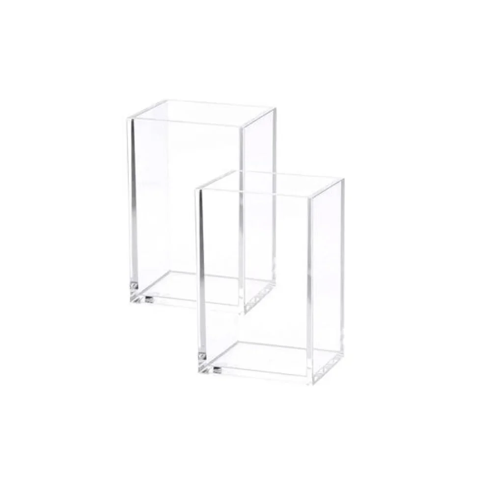 Clear Acrylic Pen Holder Pencil Cup Makeup Brush Holder Desk Organizer 2 Pack